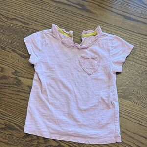 Mini Boden Pink Eyelet & Heart-Accent Short Sleeve